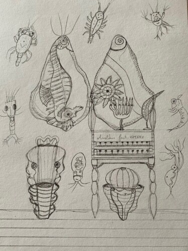 Drawing titled "Le salon de musique…" by Arnaud Dubois, Original Artwork, Pencil