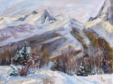 "Winter landscape Sv…" başlıklı Tablo Sasha Tovstik tarafından, Orijinal sanat, Petrol Karton üzerine monte edilmiş