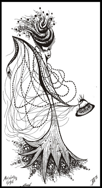 Dessin intitulée "Москвичка Клара" par Ludveg Kandinsky Ii, Œuvre d'art originale, Encre