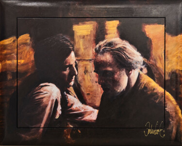Schilderij getiteld "Godfather and Son" door Peter Donkersloot, Origineel Kunstwerk, Acryl