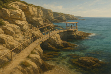 Arte digitale intitolato "Scogliera adattata" da Giuseppe Cristadoro, Opera d'arte originale, Immagine generata dall'IA