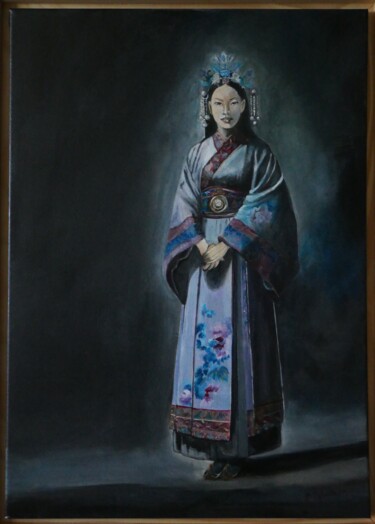 绘画 标题为“fiancée chinoise” 由Brigitte Tabellion Neuve-Eglise (enerenroad), 原创艺术品, 丙烯 安装在木质担架架上