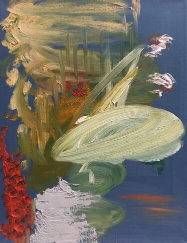 Peinture intitulée "Abstraction in Blue…" par Evgeniya Minina Zhemi, Œuvre d'art originale, Huile Monté sur Châssis en bois