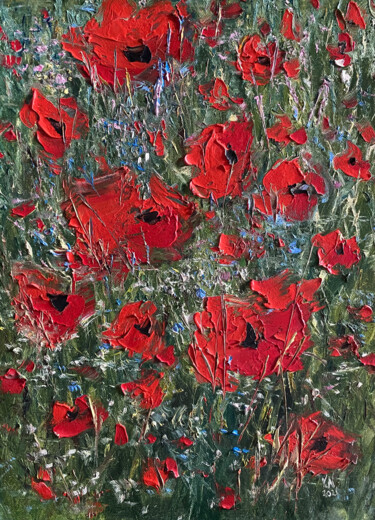 Peinture intitulée "Poppies" par Volodymyr Nezdiimynoha, Œuvre d'art originale, Huile Monté sur Châssis en bois