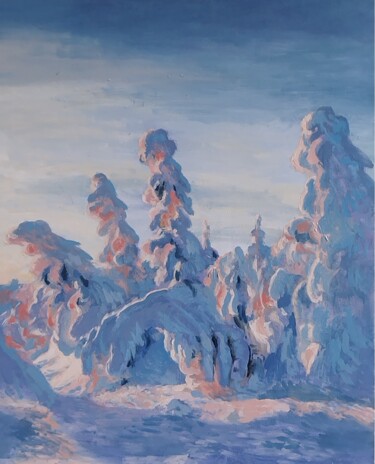 Ζωγραφική με τίτλο "Frosty Morning Glow…" από Larisa Sidorova (Alsi), Αυθεντικά έργα τέχνης, Λάδι Τοποθετήθηκε στο Άλλος άκα…