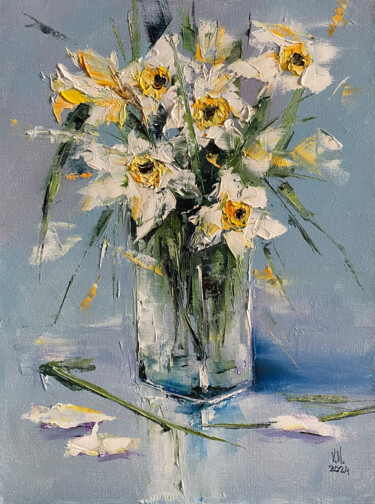 "Bouquet of daffodil…" başlıklı Tablo Volodymyr Nezdiimynoha tarafından, Orijinal sanat, Petrol Ahşap Sedye çerçevesi üzerin…