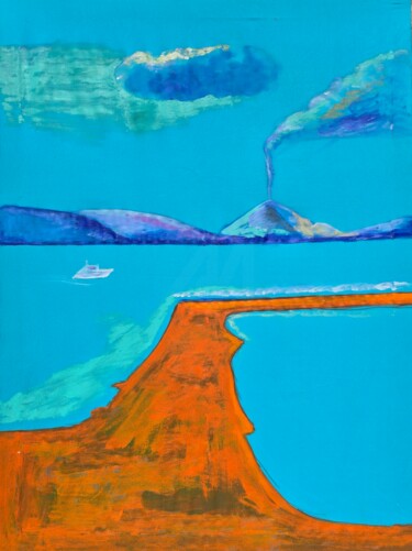 Pittura intitolato "Coast, sea, mountai…" da Irene Lak, Opera d'arte originale, Acrilico Montato su Telaio per barella in le…