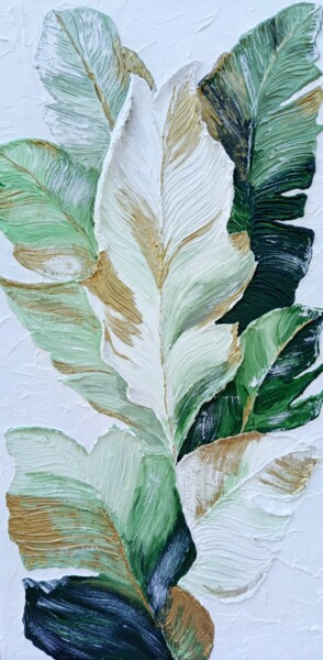 Painting titled "Banana Leaves" by Ol Ga Marsakova Ol Ga, Original Artwork, Acrylic