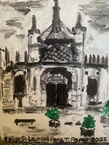 绘画 标题为“Église de St Lauren…” 由Toshio Asaki, 原创艺术品, 丙烯