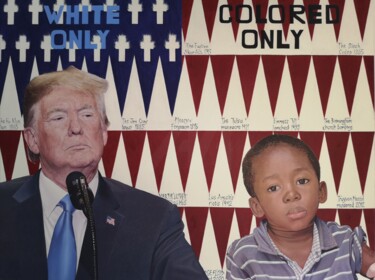 Painting titled "American History" by James Earley, Original Artwork, Oil Mounted on Wood Stretcher frame