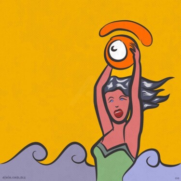 Arte digital titulada "girl with eye-ball" por Ojolo, Obra de arte original, Pintura Digital