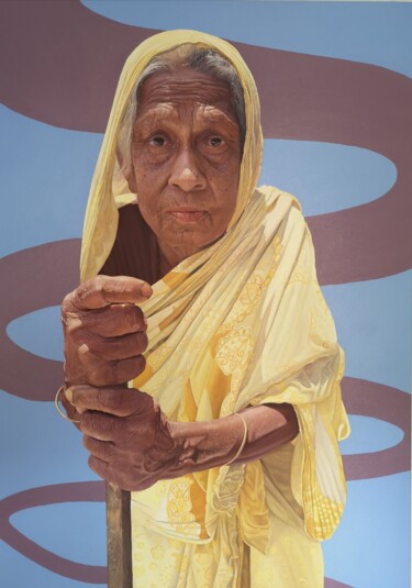 Painting titled "Kaud" by James Earley, Original Artwork, Oil Mounted on Wood Stretcher frame