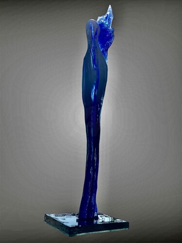 Skulptur mit dem Titel "AZURA" von Amadeo, Original-Kunstwerk, Glas