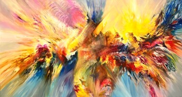 Painting titled "Яркая абстрактная к…" by Evgenia Duvakina, Original Artwork, Oil