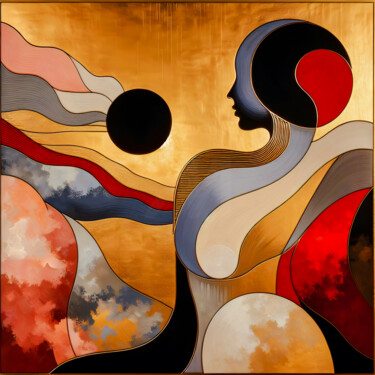 Pittura intitolato "Astrazione con paes…" da Angelo Mazzoleni, Opera d'arte originale, Acrilico