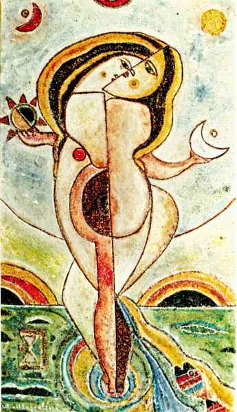 Pittura intitolato "Amanti 2" da Angelo Mazzoleni, Opera d'arte originale, Acrilico