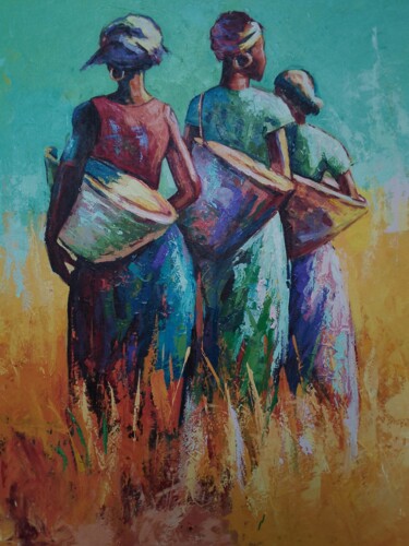 Painting titled "The harvest of Grace" by Kend, Original Artwork, Acrylic Mounted on Wood Stretcher frame