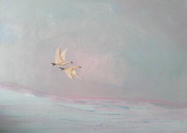 Peinture intitulée "Two birds" par Elena Koroleva, Œuvre d'art originale, Acrylique