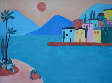Painting titled "Abstract Coastal Pa…" by Olya Moose, Original Artwork, Acrylic