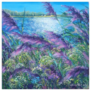 Painting titled "Фіолетовий вітер" by Anna Polat, Original Artwork, Acrylic