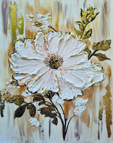 "White Textured Flow…" başlıklı Tablo Olga Dar tarafından, Orijinal sanat, Akrilik