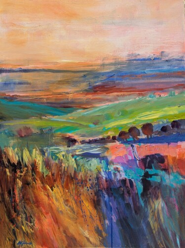 Painting titled "The Golden Hour II" by Alexandra Ghimisi, Original Artwork, Acrylic