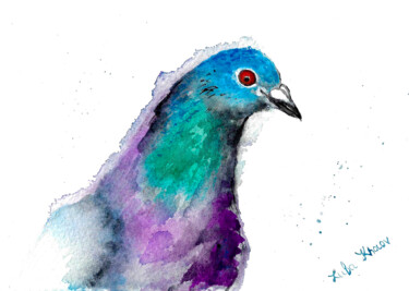 Watercolor Pigeon Symbolizing Longing & Connection
