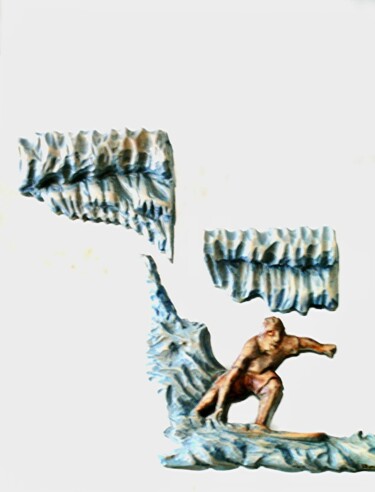 雕塑 标题为“Le Surfeur des Vagu…” 由Raymond Devanthéry, 原创艺术品, 木