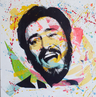 Painting titled "PyB Luciano Pavarot…" by Pyb, Original Artwork, Acrylic Mounted on Wood Stretcher frame
