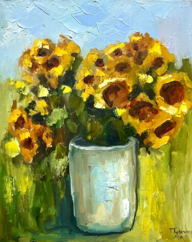 绘画 标题为“Sunflower Original…” 由Tetiana Tytarenko, 原创艺术品, 油 安装在木质担架架上
