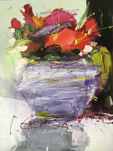 "Vibrant Floral Expl…" başlıklı Tablo Ігор Євсін (Ihor Yevsin) tarafından, Orijinal sanat, Petrol Ahşap Sedye çerçevesi üzer…