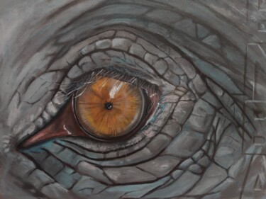 "Oeil-Elephant" başlıklı Tablo Emmanuelle Bernard tarafından, Orijinal sanat, Akrilik