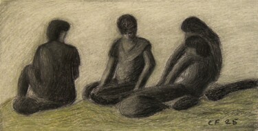 Σχέδιο με τίτλο "Figure in spiaggia-…" από Francesco Cagnato, Αυθεντικά έργα τέχνης, Παστέλ