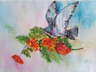 Painting titled "Niosący przesłanie" by Dk Wrońska, Original Artwork, Watercolor