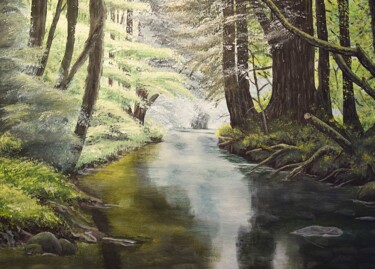 Ζωγραφική με τίτλο "Forest river" από P. Le Sommer, Αυθεντικά έργα τέχνης, Ακρυλικό