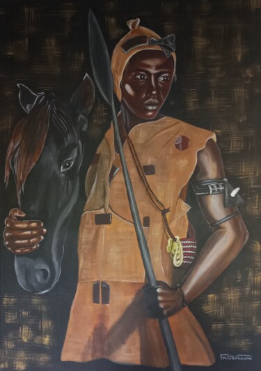 "Jeune homme au chev…" başlıklı Tablo Patricia Vescovi tarafından, Orijinal sanat, Akrilik Ahşap Sedye çerçevesi üzerine mon…