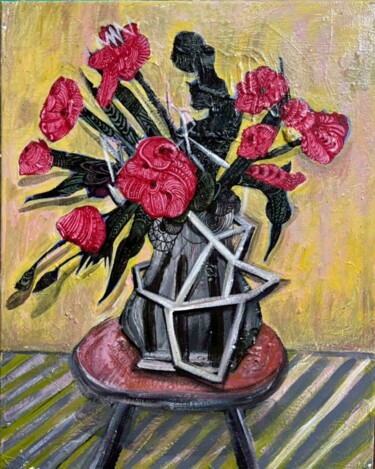 "Flowers on circle c…" başlıklı Tablo Peerawayt Krasaesom tarafından, Orijinal sanat, Akrilik