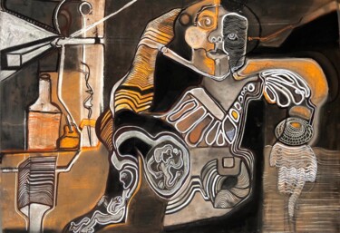 Pintura intitulada "Untitled 9" por Hosna Eliasi, Obras de arte originais, Carvão