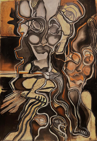 Pintura intitulada "Untitled 10" por Hosna Eliasi, Obras de arte originais, Carvão