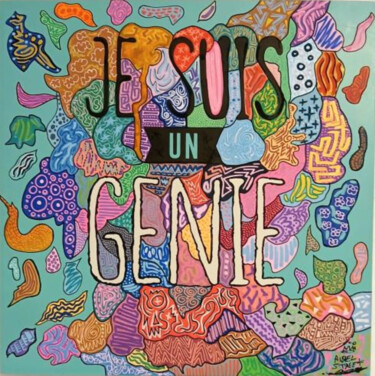 Painting titled "Je suis un génie" by Aurel Street, Original Artwork, Acrylic Mounted on Wood Stretcher frame