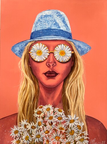 Painting titled "« Pure tendresse «" by Alla Vostryakova (Allaisa), Original Artwork, Acrylic Mounted on Wood Stretcher frame