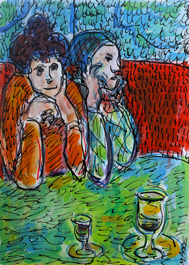 Painting titled "Baladins d'après Pi…" by Jean Mirre, Original Artwork, Oil