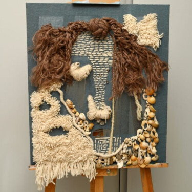 纺织艺术 标题为“Le Clown” 由Laila El Bat, 原创艺术品, 纺织纤维