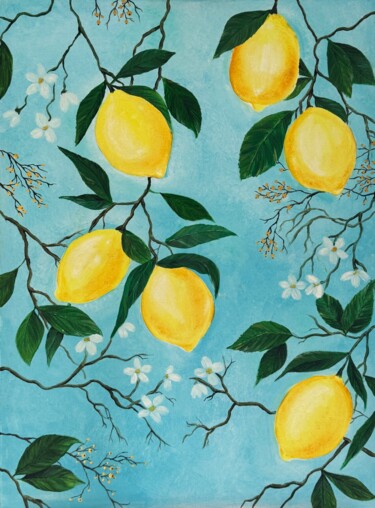 "Golden Citrus Summer" başlıklı Tablo Sandra R. tarafından, Orijinal sanat, Petrol