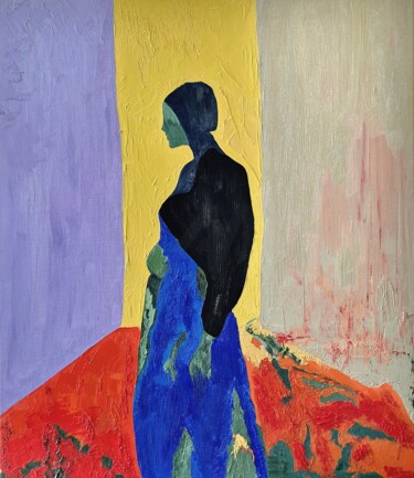 Painting titled "Abstract silhouette…" by Natalya Belalova, Original Artwork, Oil Mounted on Wood Stretcher frame