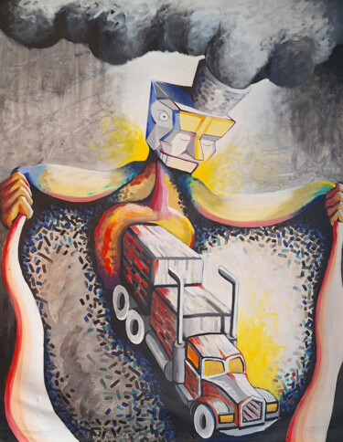 Ζωγραφική με τίτλο "The Goddess Of Comb…" από Benoit Charra, Αυθεντικά έργα τέχνης, Ακρυλικό