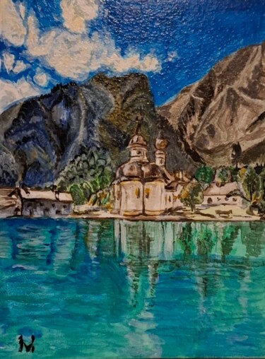 Peinture intitulée "Alpine landscape wi…" par Nadya Vi, Œuvre d'art originale, Acrylique