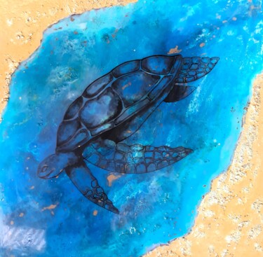 "Animaux des Mers, T…" başlıklı Tablo Béatrice Burel tarafından, Orijinal sanat, Akrilik Ahşap panel üzerine monte edilmiş