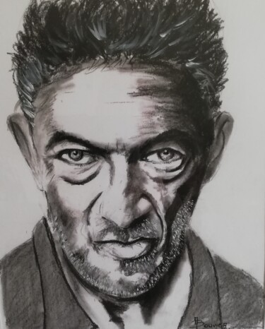 "vincent cassel" başlıklı Resim Alain Bouvier tarafından, Orijinal sanat, Karakalem Ahşap panel üzerine monte edilmiş