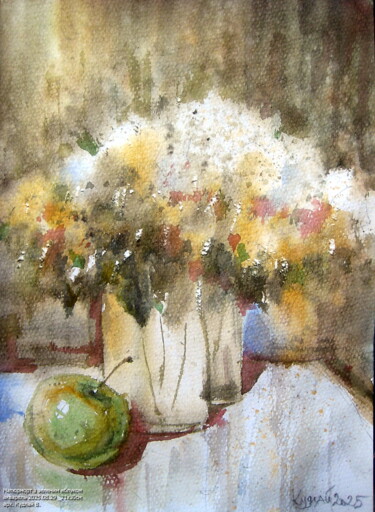 "Натюрморт з зеленим…" başlıklı Tablo Володимир Кудлай tarafından, Orijinal sanat, Suluboya